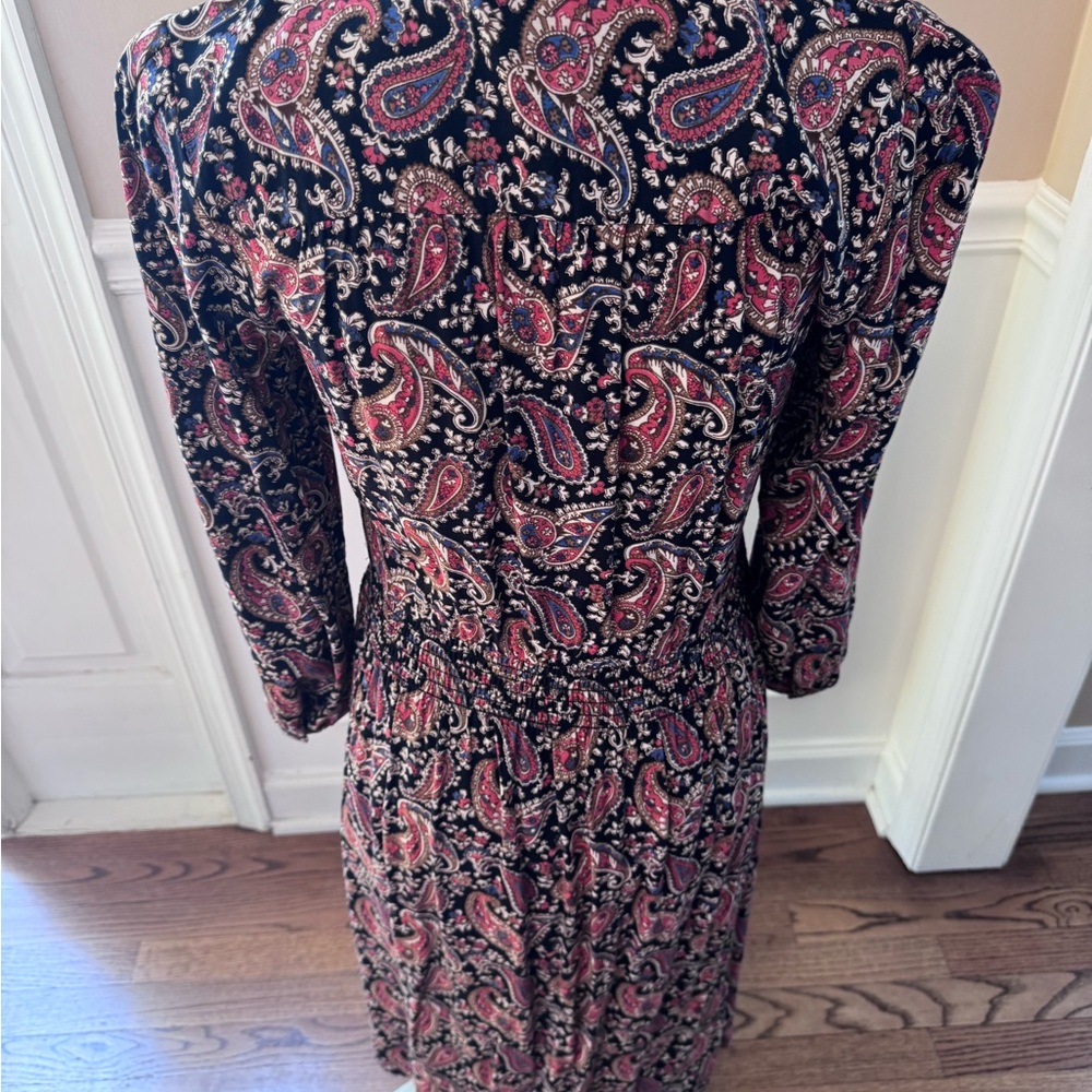 Vintage Taurus II Paisley Midi Dress‎ Smocked Waist ILGWU Union Made Size 6 - Picture 10 of 16
